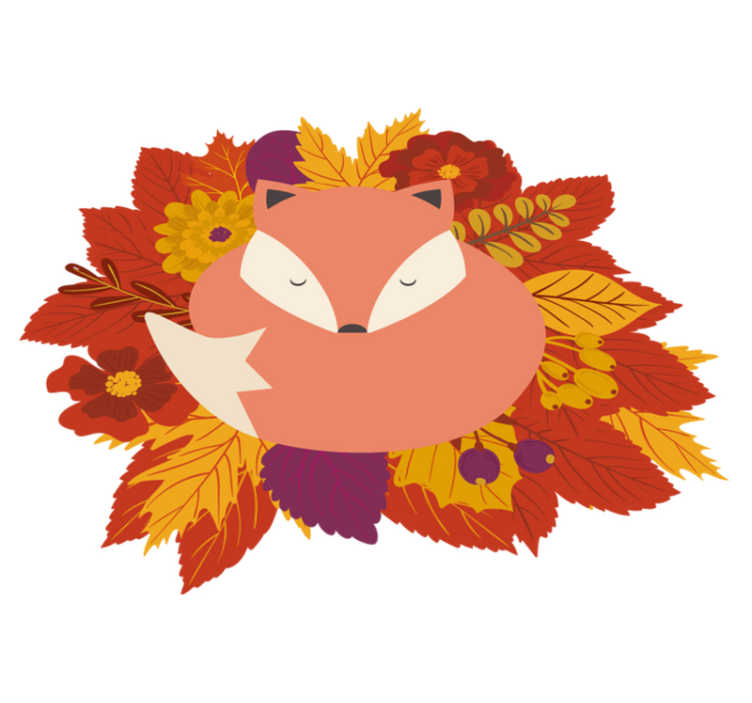 Tapis vinyle animal renard avec feuilles - TenStickers