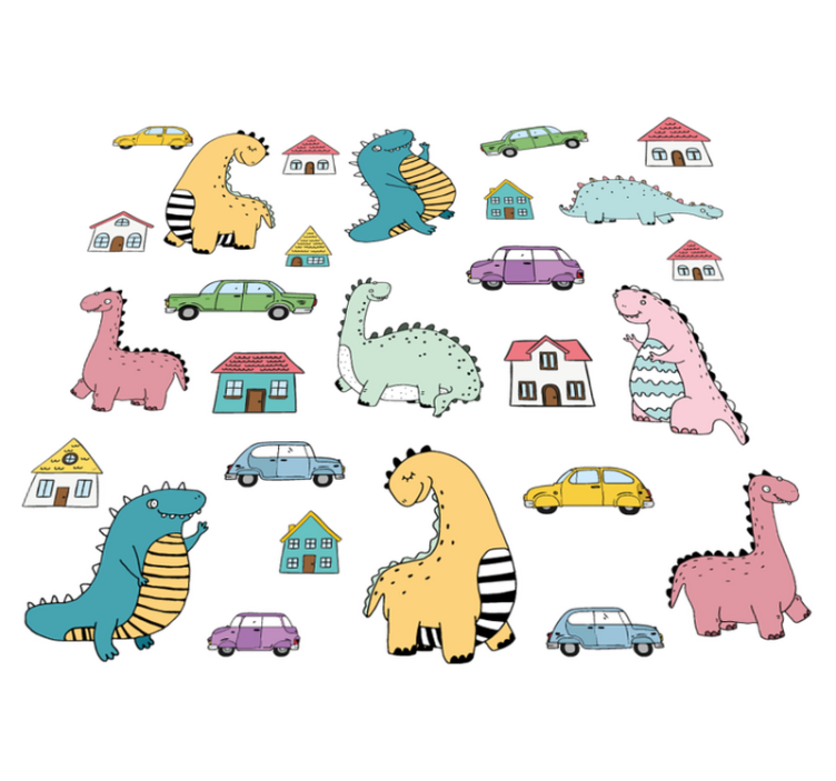 Tapis vinyle animal figurines de dinosaures colorées - TenStickers