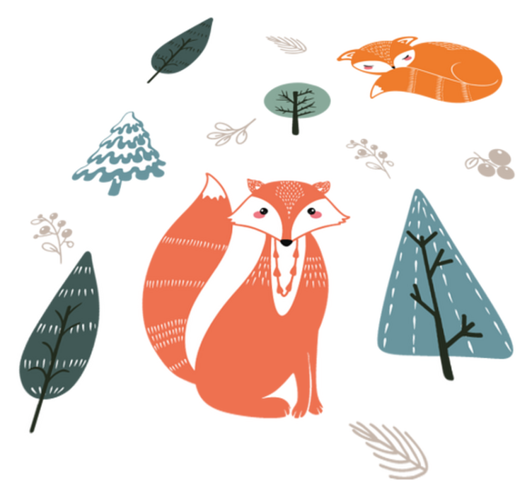 Tapis vinyle animal designs de renard fantaisistes - TenStickers