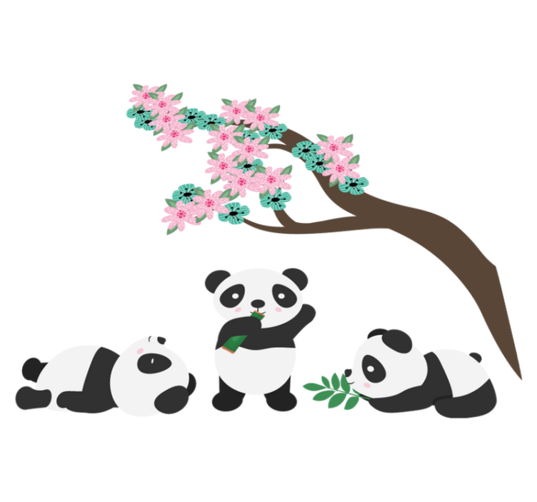 Tapis vinyle animal clan de pandas fantaisistes - TenStickers