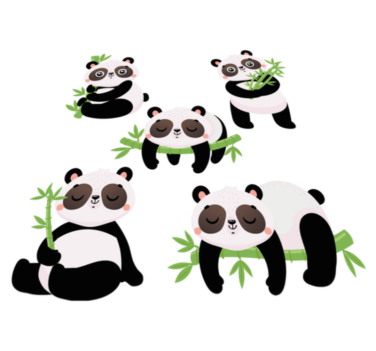 Tapis vinyle animal illustrations de panda mignonnes - TenStickers