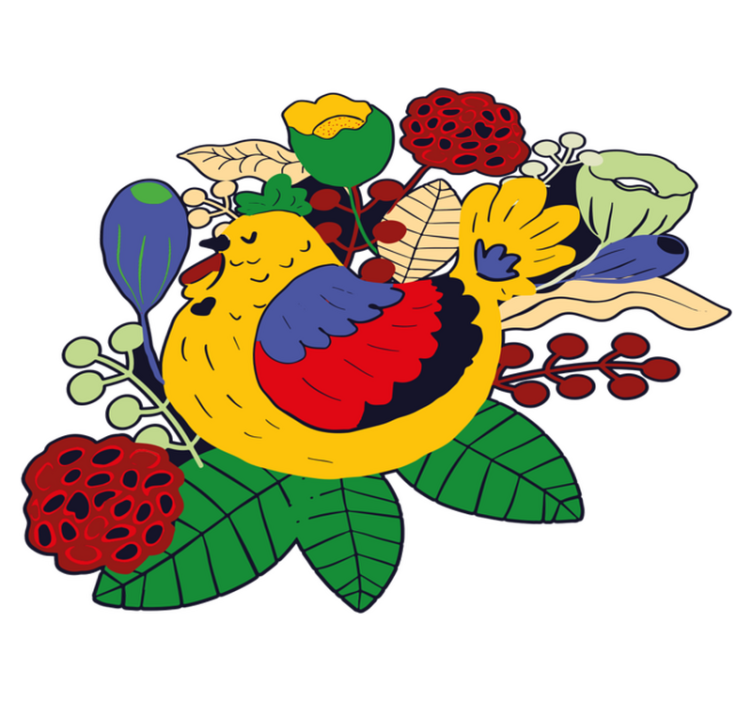 Tapis vinyle animal oiseaux colorés et floraux - TenStickers