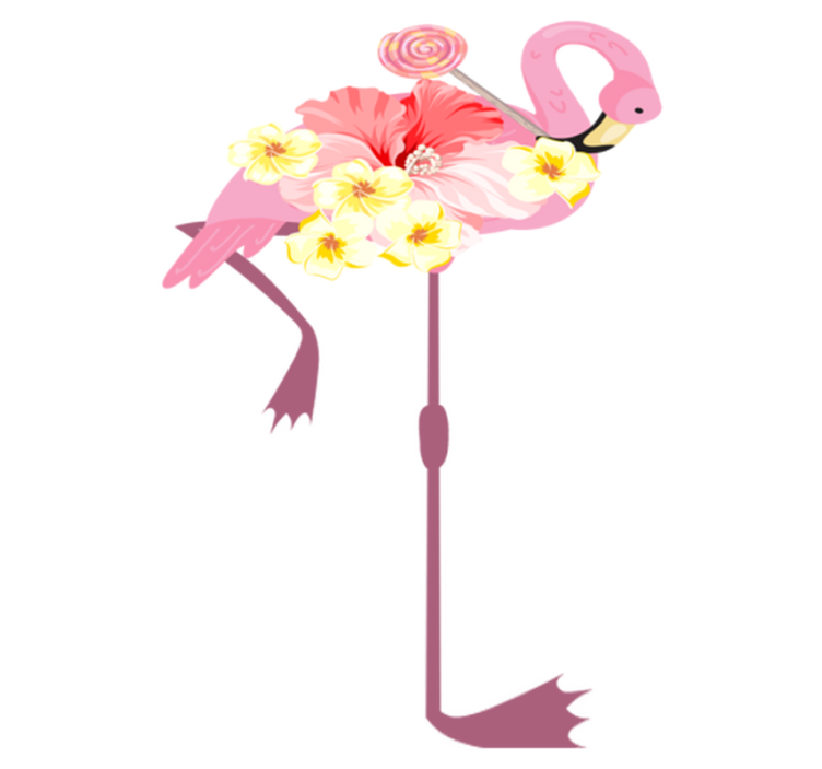 Tapis vinyle animal flamant rose floral - TenStickers