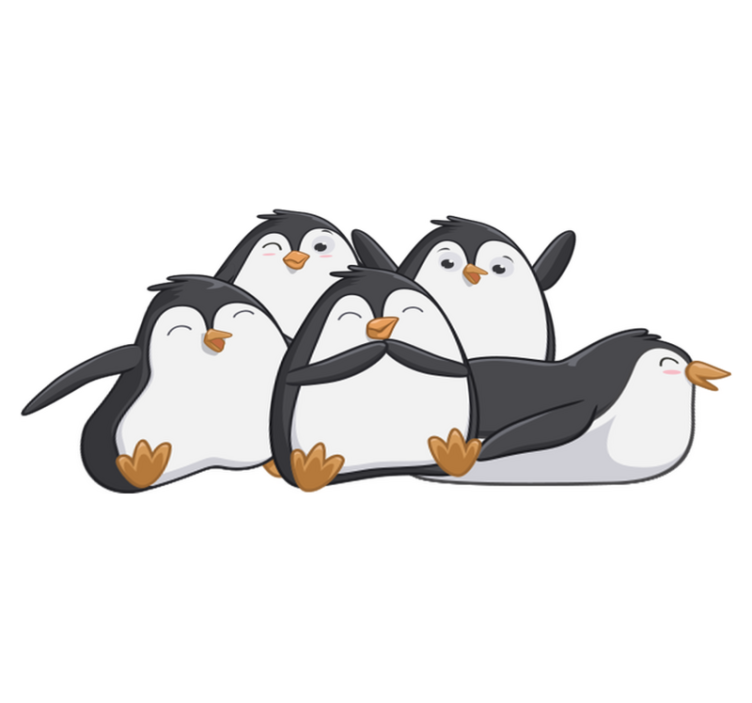 Tapis vinyle animal famille de pingouins heureux - TenStickers
