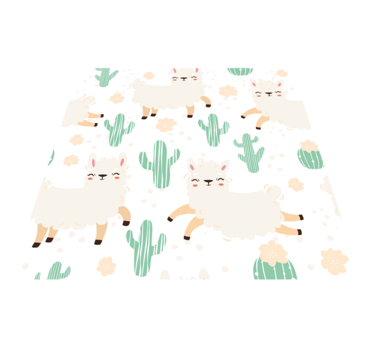 Tapis vinyle animal lamas mignons et cactus - TenStickers