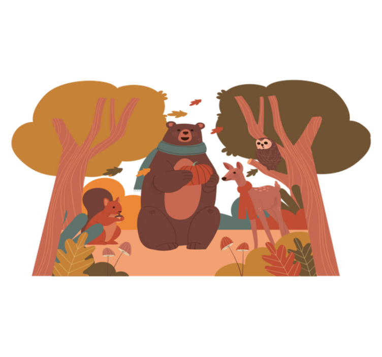 Tapis vinyle animal créatures forestières d'automne - TenStickers