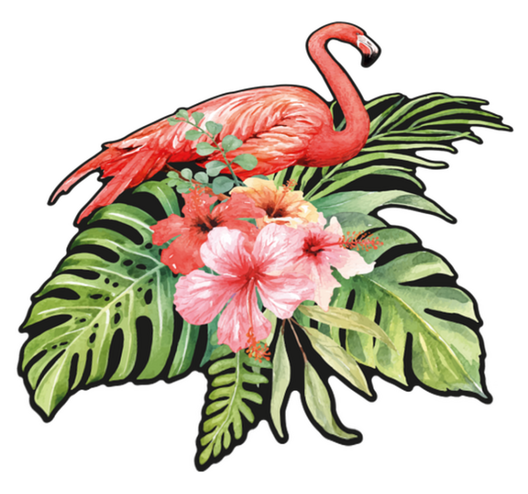 Tapis vinyle animal flamant rose avec fleurs - TenStickers