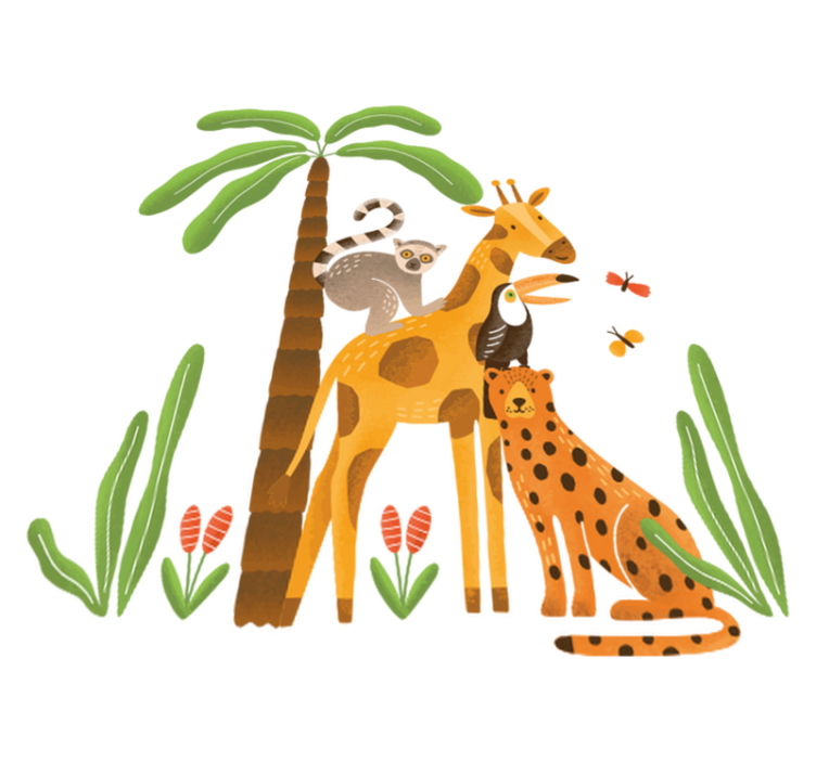 Tapis vinyle animal ambiance jungle fantaisiste - TenStickers