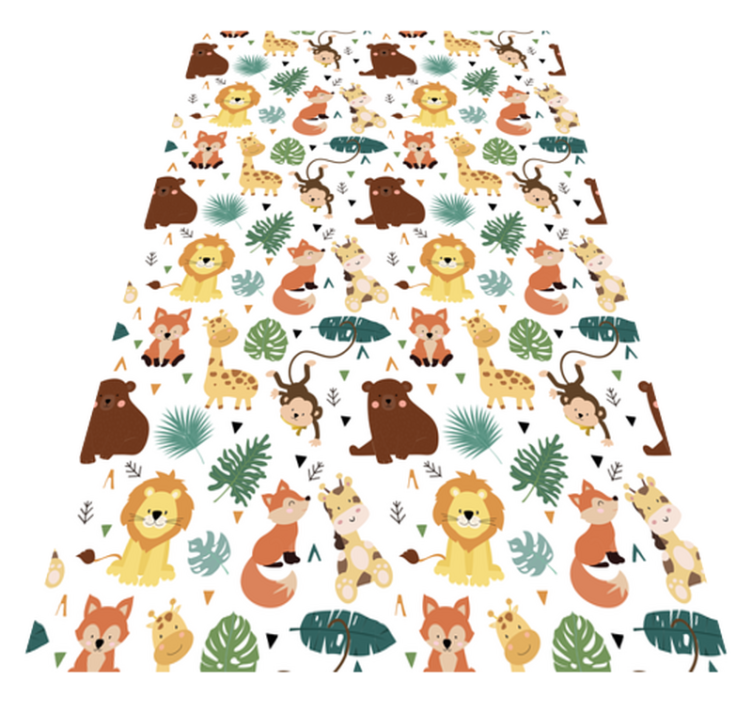 Tapis vinyle animal animaux sauvages mignons avec feuilles - TenStickers