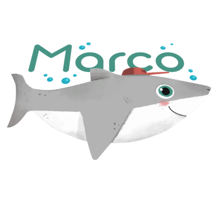 Tapis vinyle animal requin bébé avec prénom - TenStickers