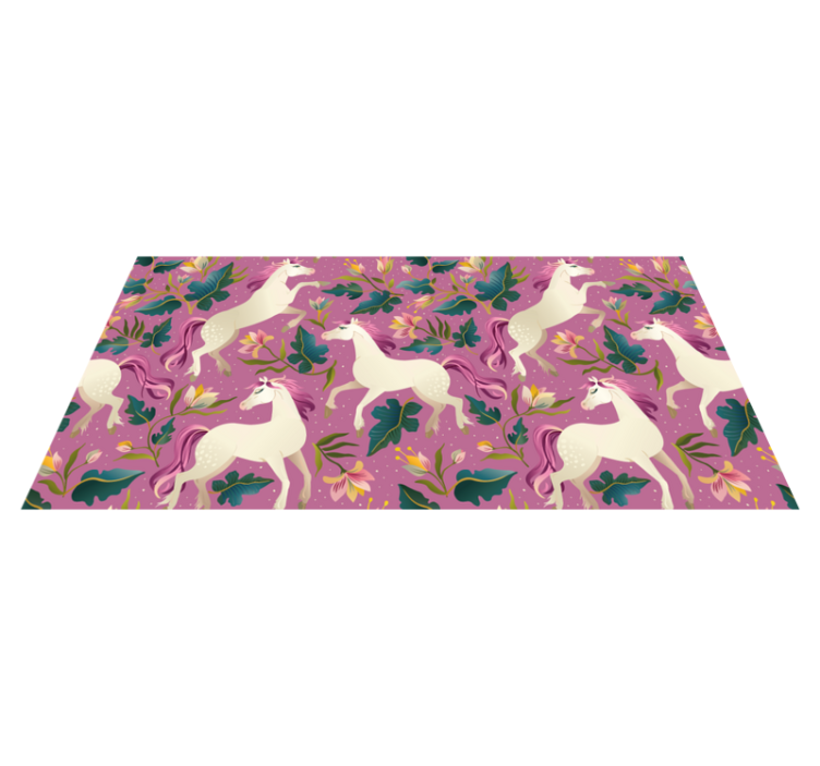 Tapis vinyle animal design de cheval floral rose - TenStickers