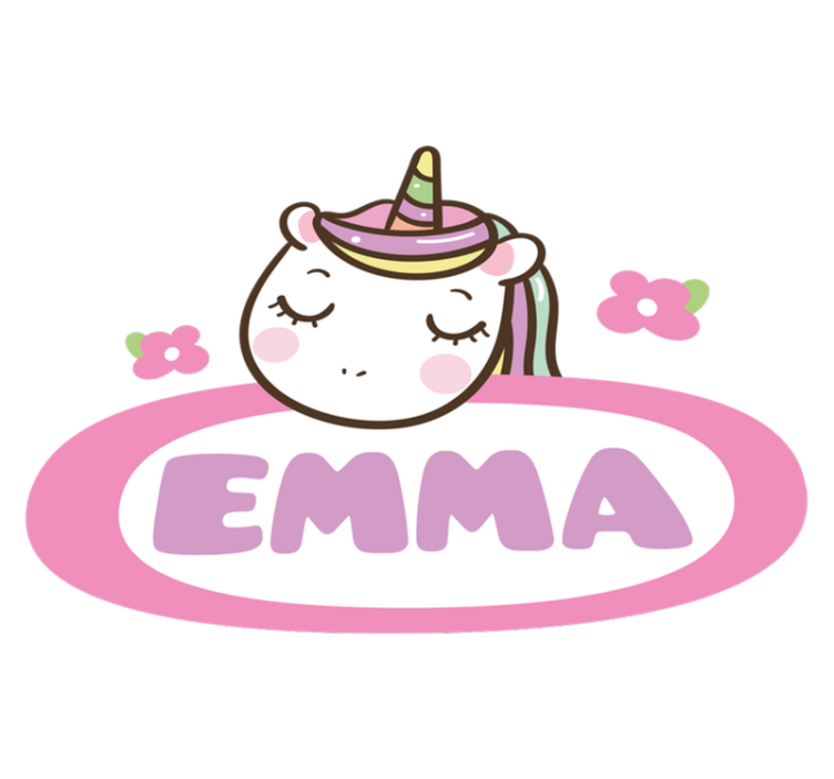 Tapis vinyle animal étiquette prénom colorée licorne - TenStickers