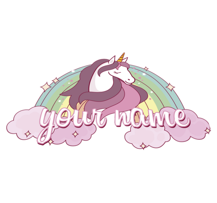 Tapis vinyle animal licorne rose avec nom - TenStickers