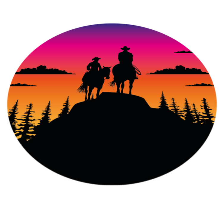 Tapis vinyle animal montagnes far west et chevaux - TenStickers