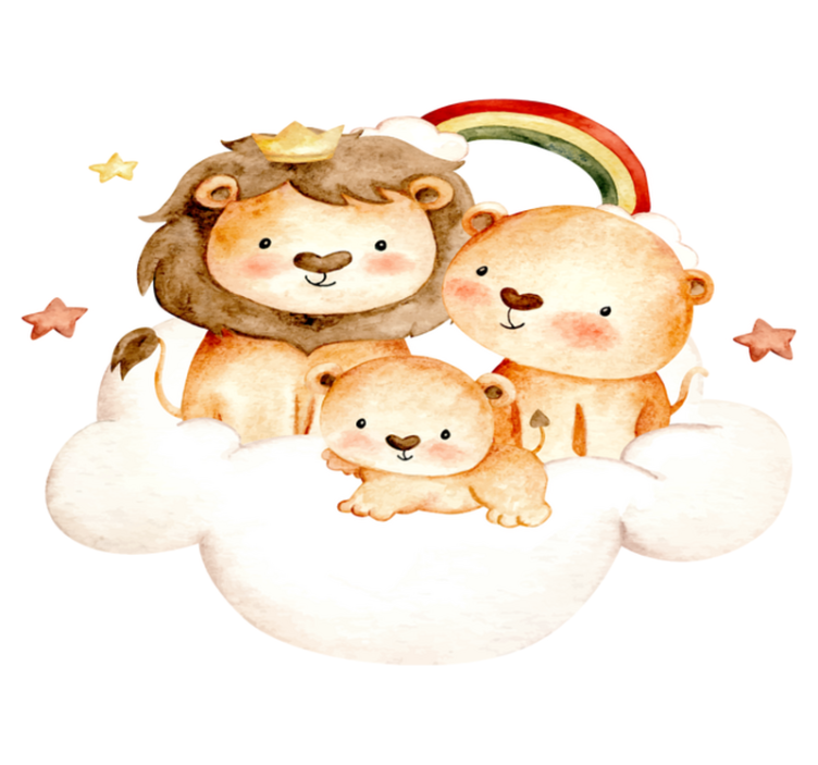 Tapis vinyle animal bébés animaux avec étoiles et nuages - TenStickers