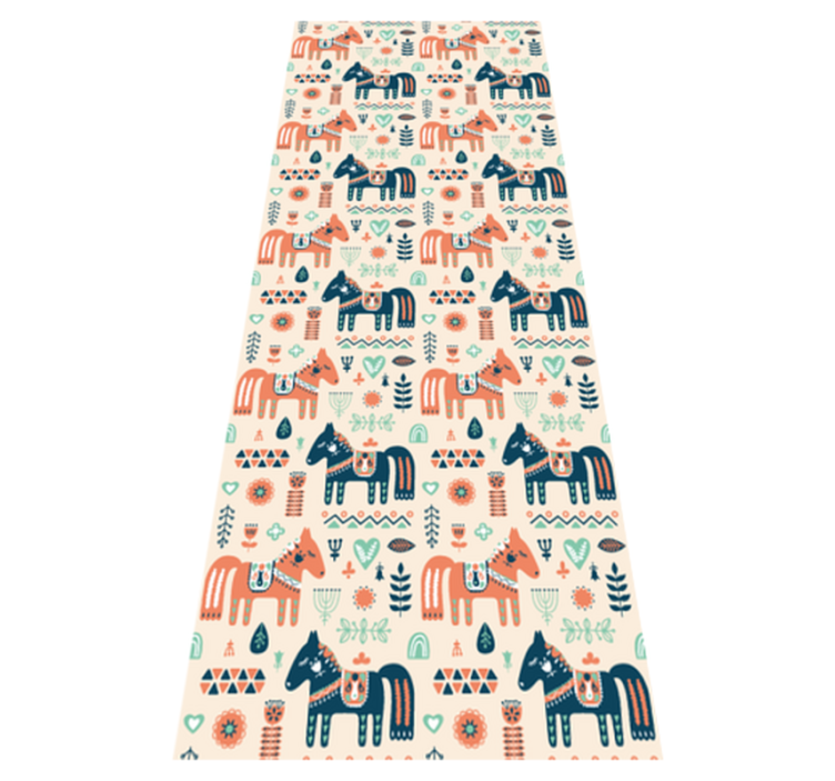 Tapis vinyle animal feuilles nordiques et chevaux - TenStickers