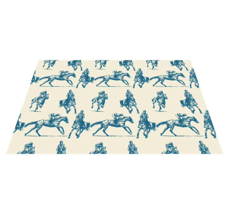 Tapis vinyle animal motif cheval bleu et beige - TenStickers