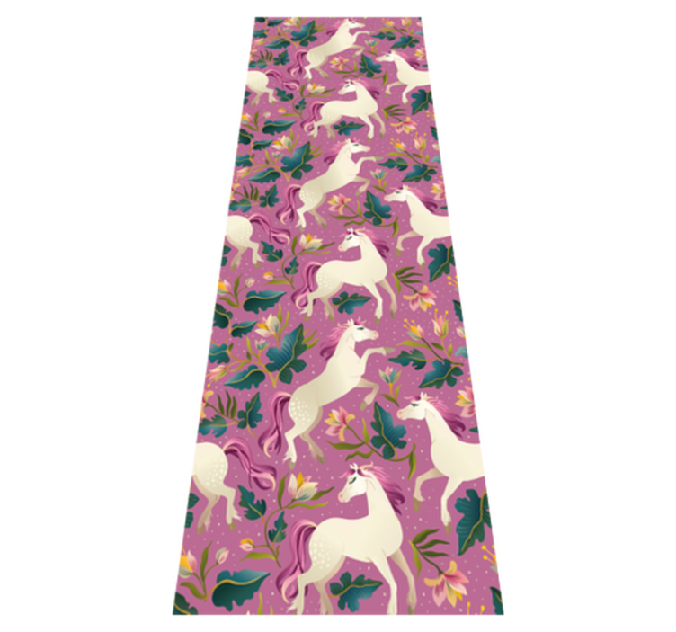 Tapis vinyle animal design floral et rose de cheval - TenStickers
