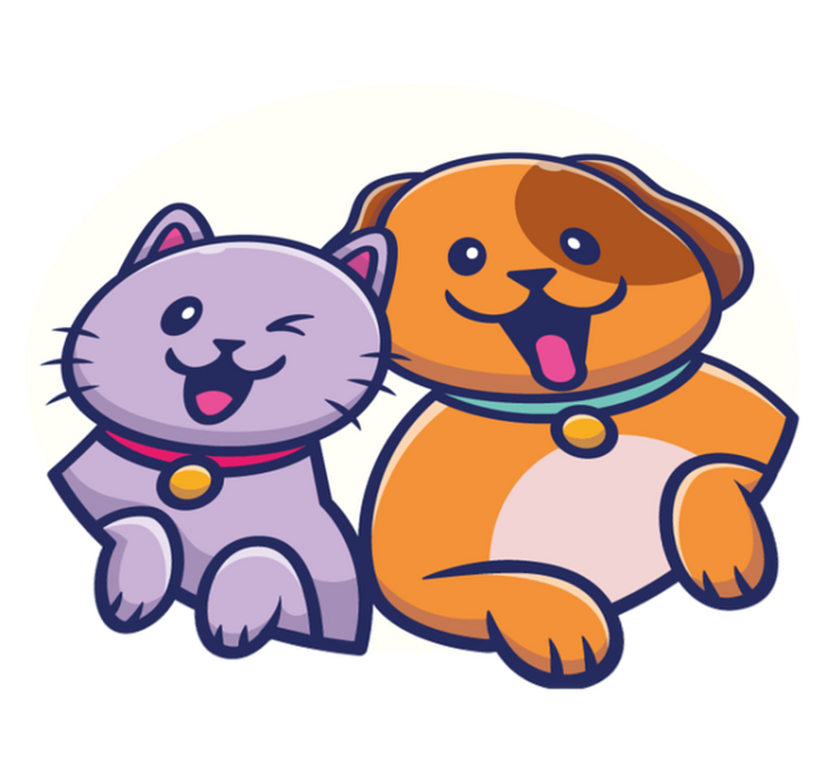 Tapis vinyle animal chat chien amusant - TenStickers