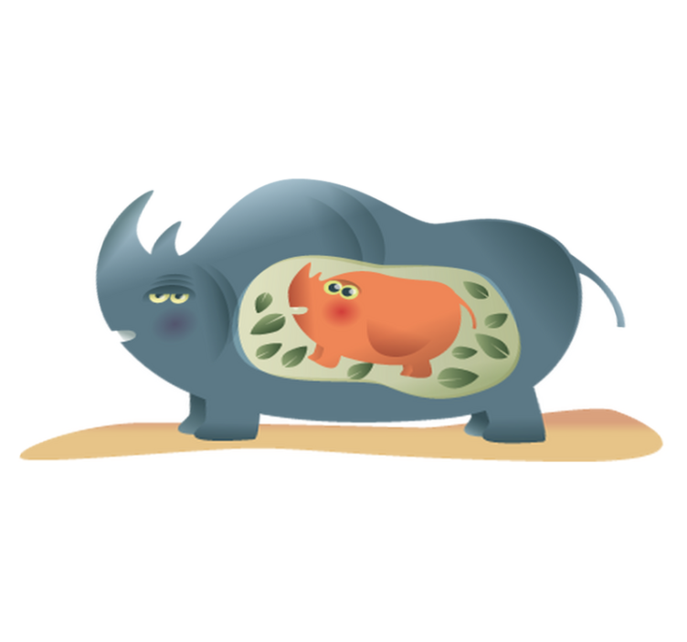 Tapis vinyle animal mère rhinocéros enceinte - TenStickers