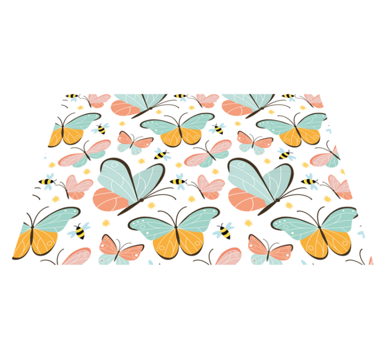 Tapis vinyle animal papillons et abeilles - TenStickers