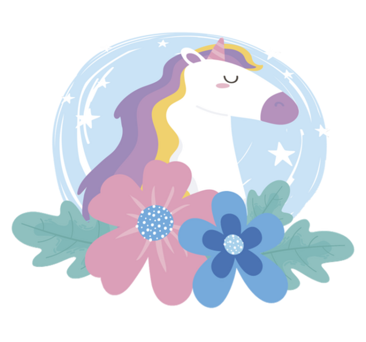 Tapis vinyle animal licorne aux cheveux brillants - TenStickers