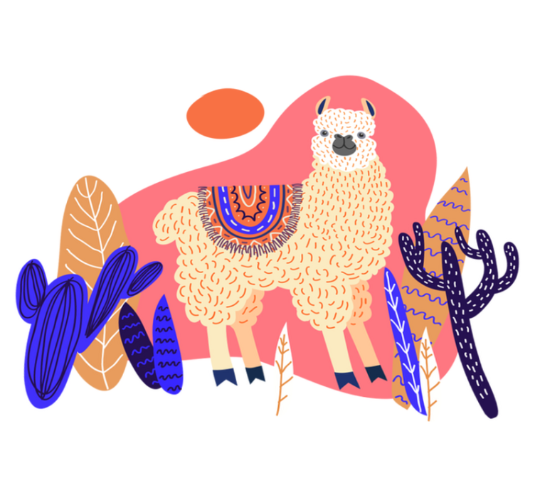 Tapis vinyle animal lama péruvien et cactus - TenStickers