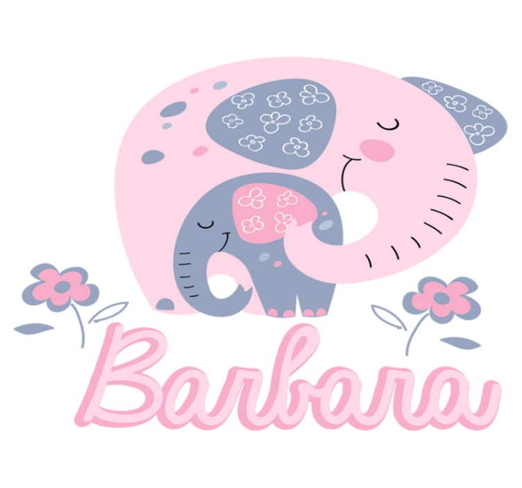 Tapis vinyle animal éléphants avec cœurs et nom - TenStickers