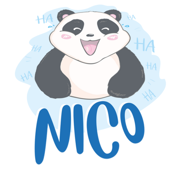 Tapis vinyle animal bébé panda surpris avec nom - TenStickers