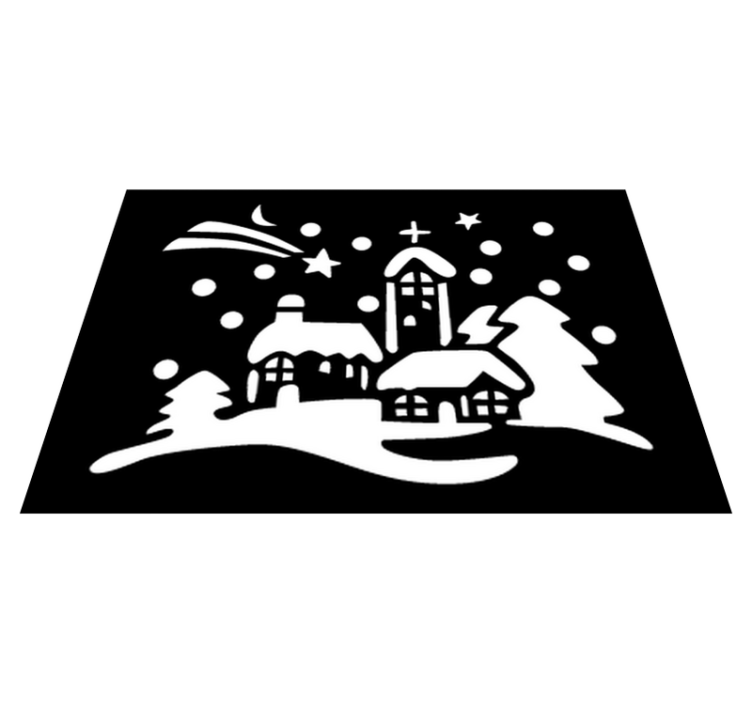 Tapis vinyle noël ville noire et blanche - TenStickers
