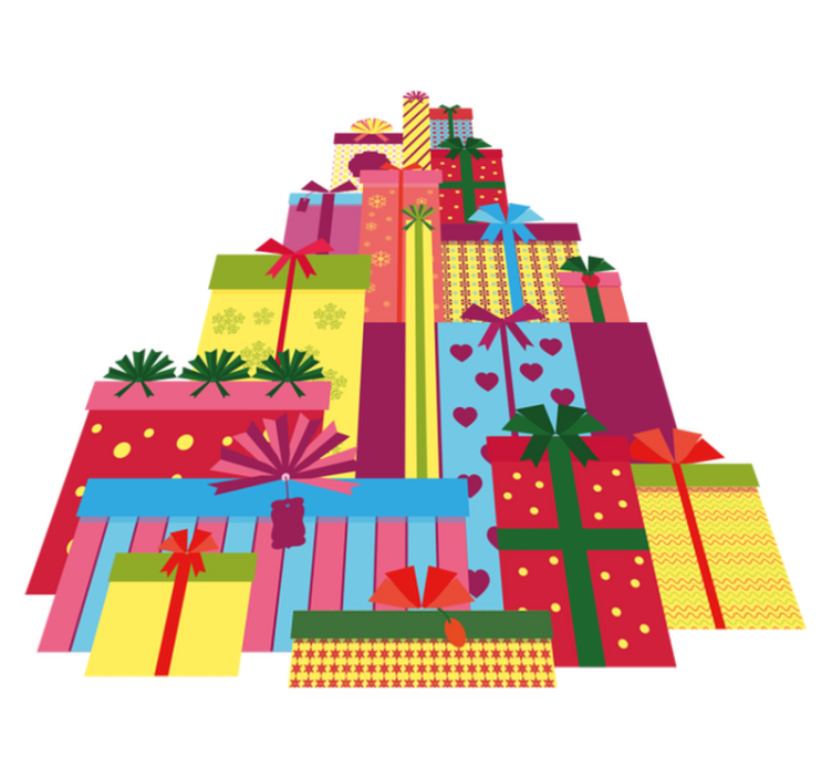 Tapis vinyle noël grande pile de cadeaux - TenStickers