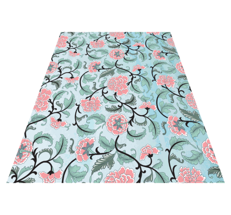 Tapis vinyle plantes fleurs japonaises autocollant - TenStickers