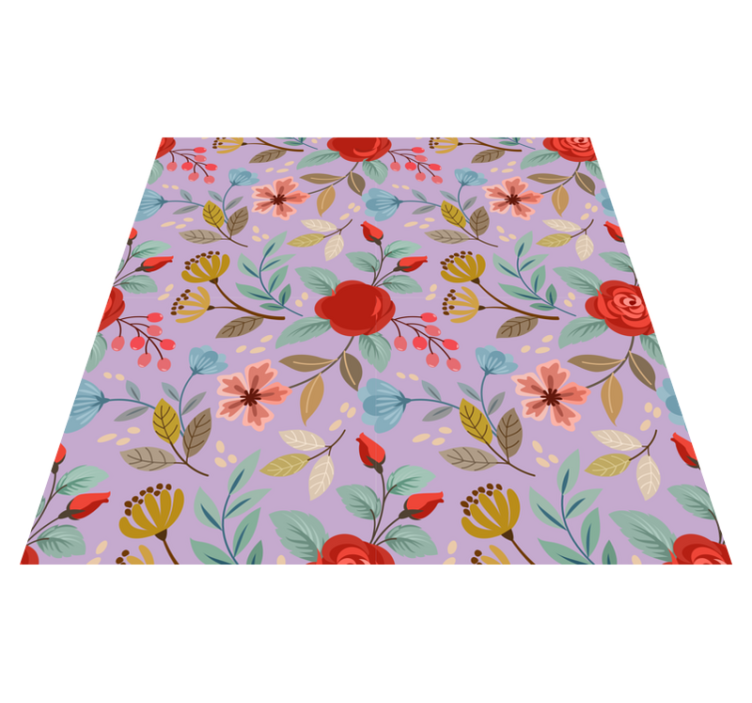 Tapis vinyle plantes fleurs colorées - TenStickers