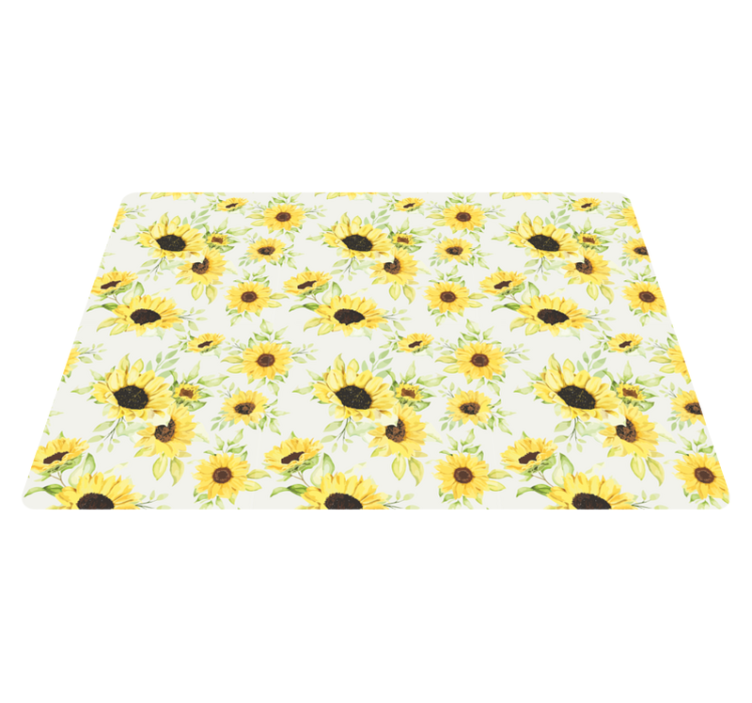 Tapis vinyle plantes motif tournesols aquarelle - TenStickers