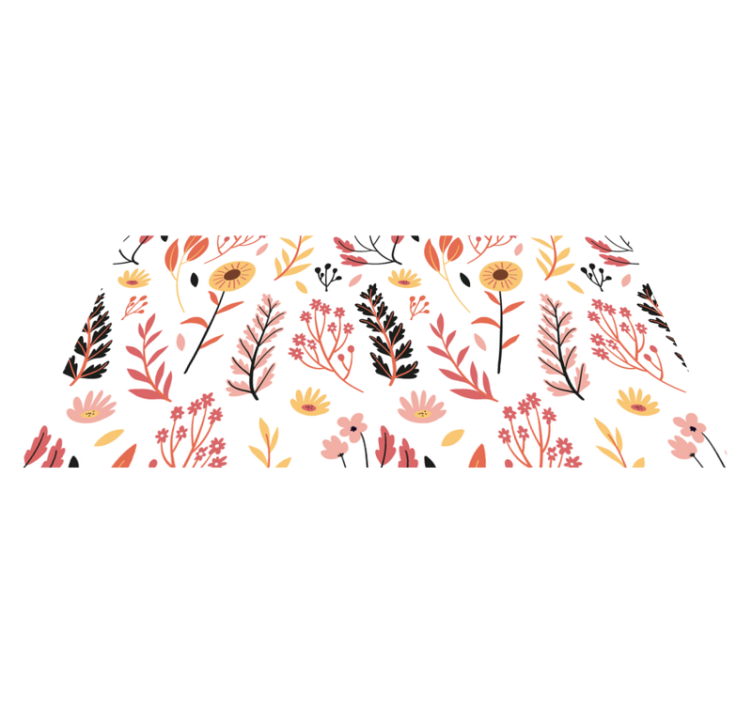 Tapis vinyle plantes fleurs colorées sur fond blanc - TenStickers