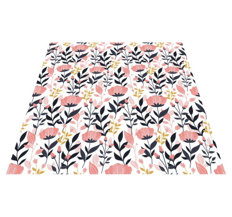 Tapis vinyle plantes fleurs roses - TenStickers