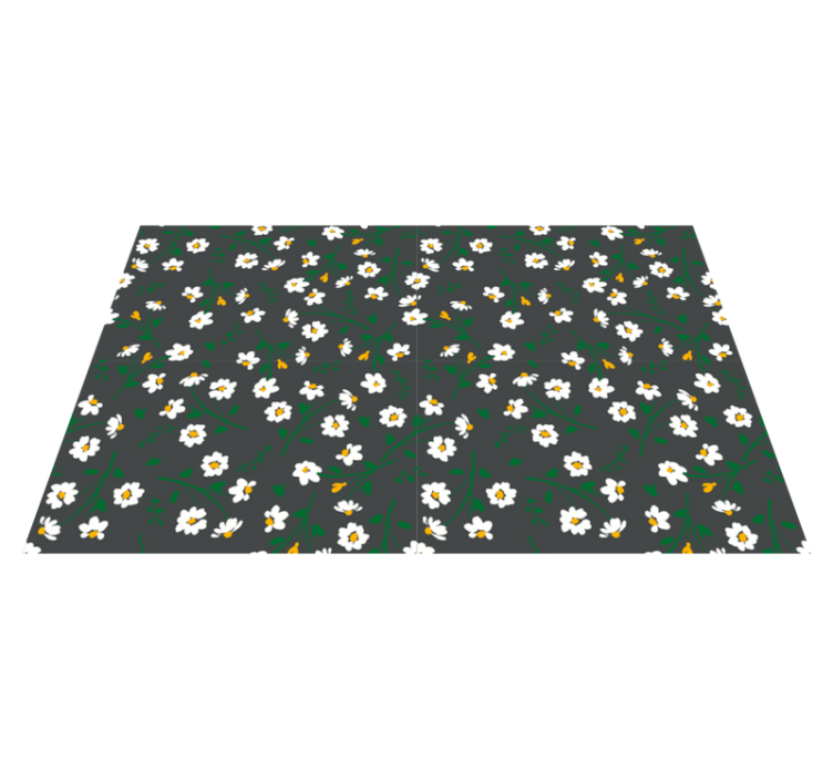 Tapis vinyle plantes fleurs marguerites fond gris - TenStickers