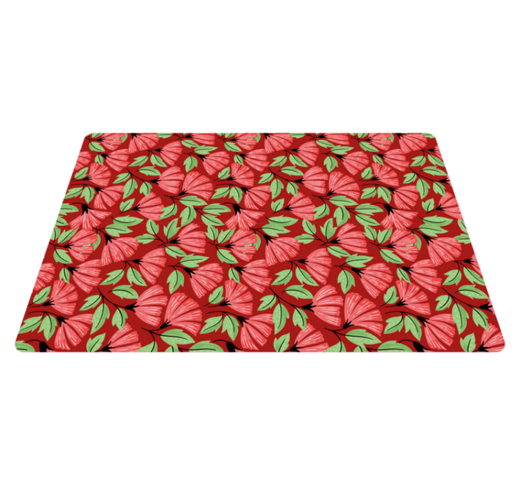 Tapis vinyle plantes motif vintage rouge - TenStickers