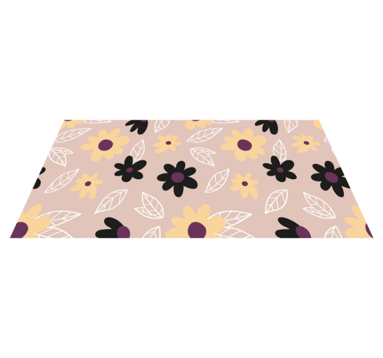 Tapis vinyle plantes fleurs modernes colorées sur fond beige - TenStickers