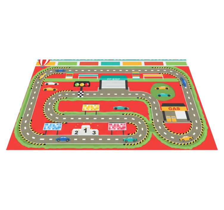 Tapis vinyle route piste de course colorée cartoon - TenStickers