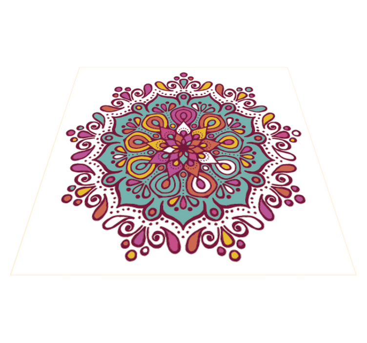 Tapis vinyle cuisine mandala coloré à motifs carreaux - TenStickers