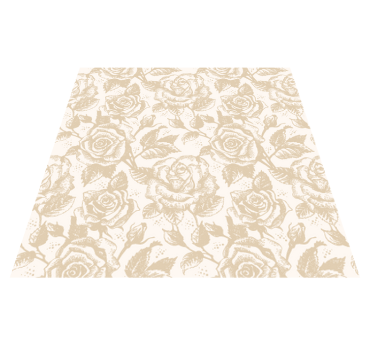 Tapis vinyle salle à manger beige vintage roses - TenStickers