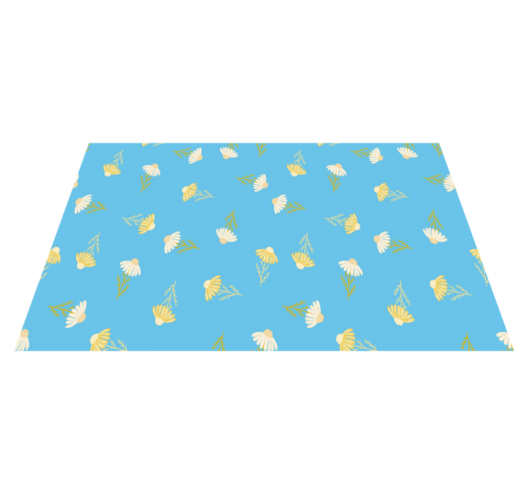 Tapis vinyle plantes motif marguerites fond bleu - TenStickers