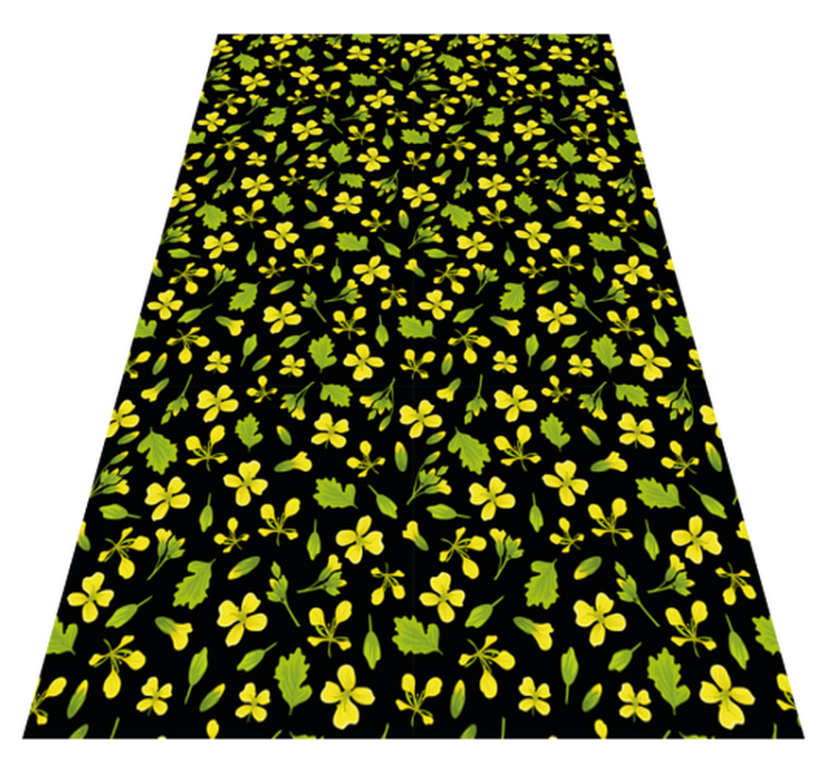 Tapis vinyle plantes fond noir avec jaune - TenStickers