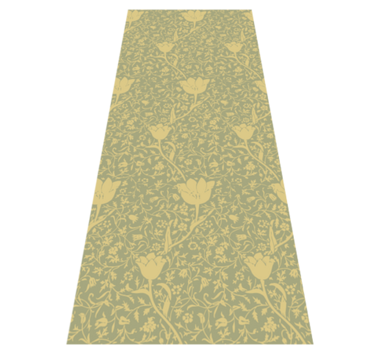 Tapis vinyle plantes motif floral subtil or et vert - TenStickers