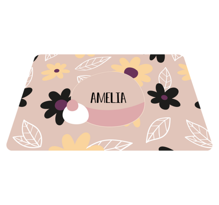 Tapis vinyle plantes fleurs modernes colorées sur fond beige - TenStickers