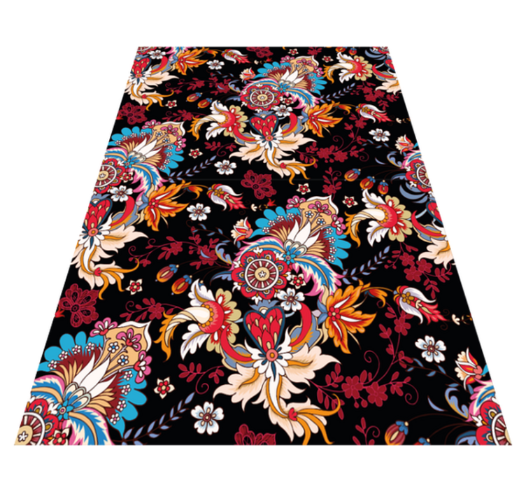 Tapis vinyle plantes art populaire ethnique coloré - TenStickers