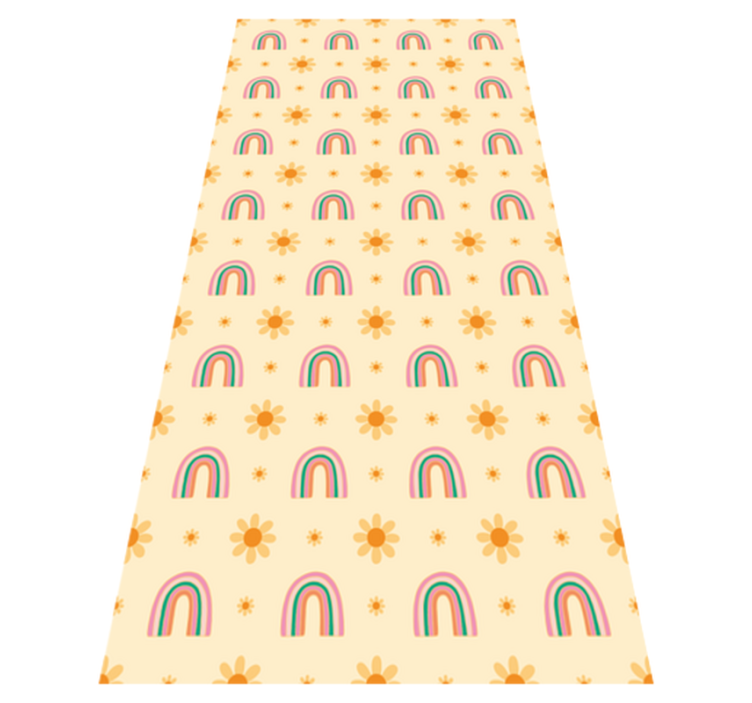 Tapis vinyle plantes fleurs et arc-en-ciel - TenStickers