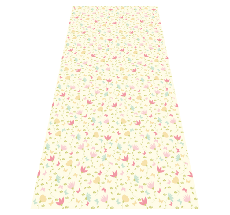 Tapis vinyle plantes fleurs et papillons - TenStickers