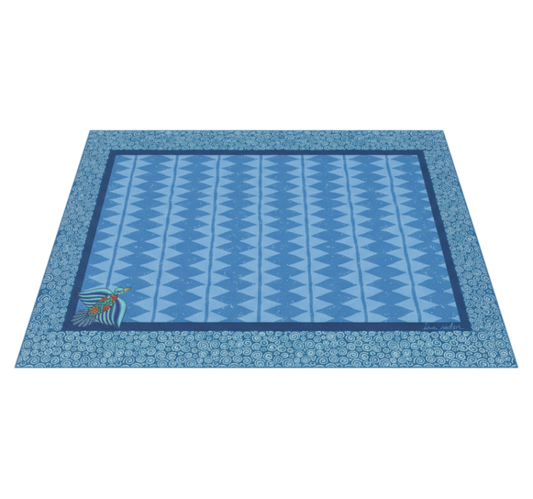 Tapis vinyle salon motif oiseaux bleus - TenStickers